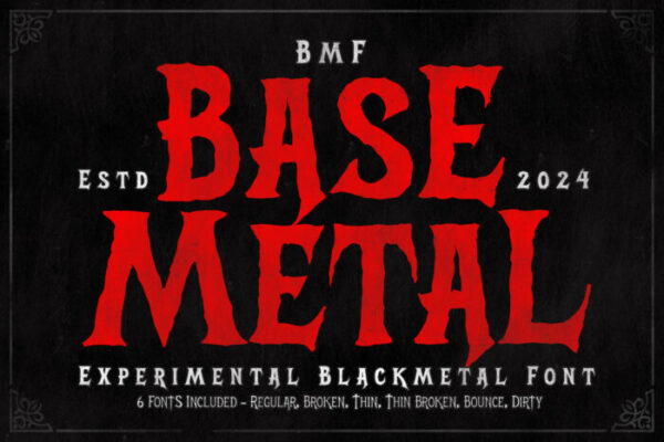 BMF Base Metal- 6 Font Styles